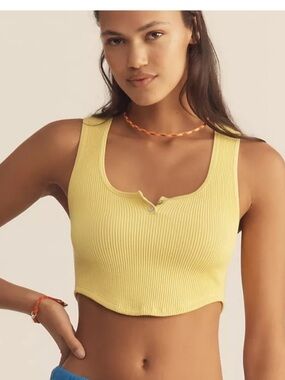New! Anthropologie Yellow Seamless Crop Tank NWT Size XXS/XS